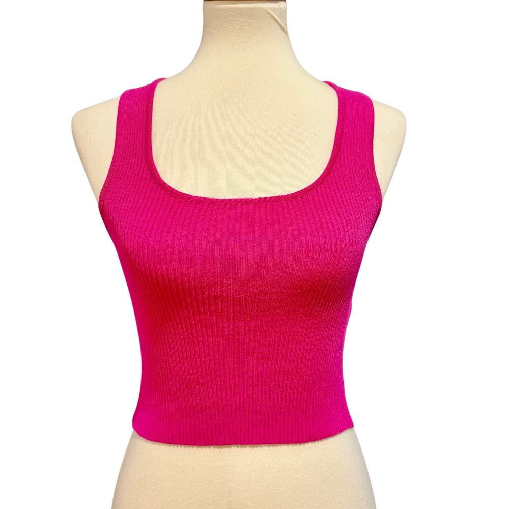 Forever 21 Pink Crop Tank Top S Ribbed Y2K Barbiecore Racerback School College